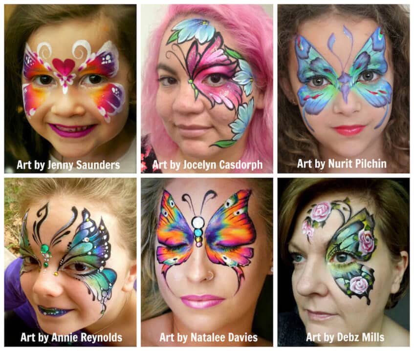 Butterflies - face painting - different styles