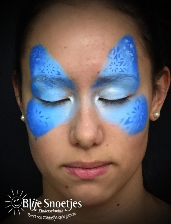 Blue Christmas Butterfly with Rudolph face painting - Step 1