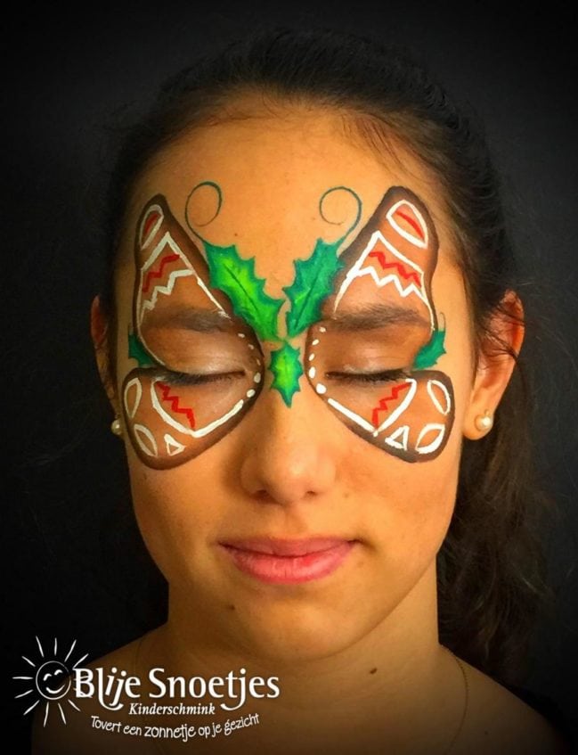 Gingerbread Butterfly face painting - Step 3