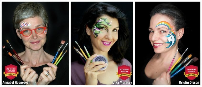 Instructors at the International Face Painting School - Olga Murasev, Kristin Olsson and Annabel Hoogeveen