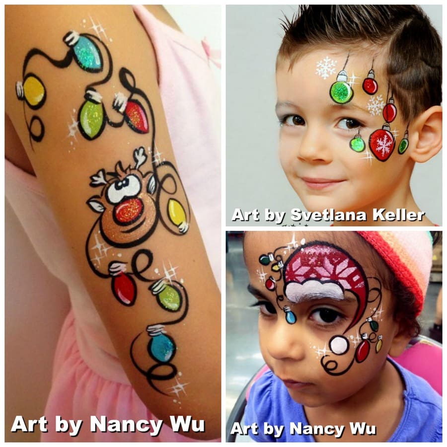 Christmas Decorations and Lights face painting design