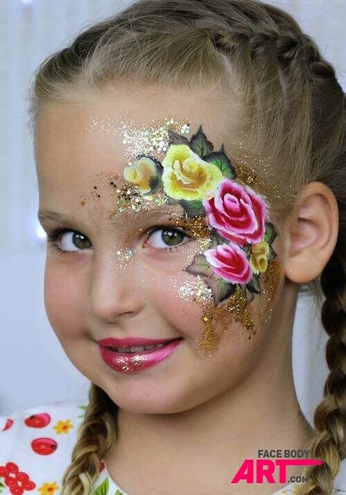 One stroke roses - face painting design
