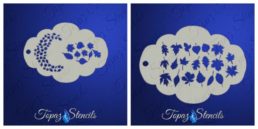 two face painting stencils with different design of leaves