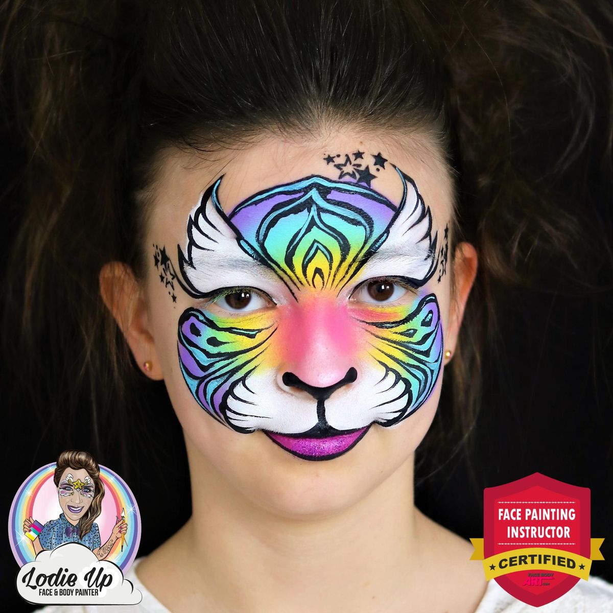 Easy Colorful Tiger Face Paint Tutorial Step By Step   Colorful Tiger Face Painting 2 