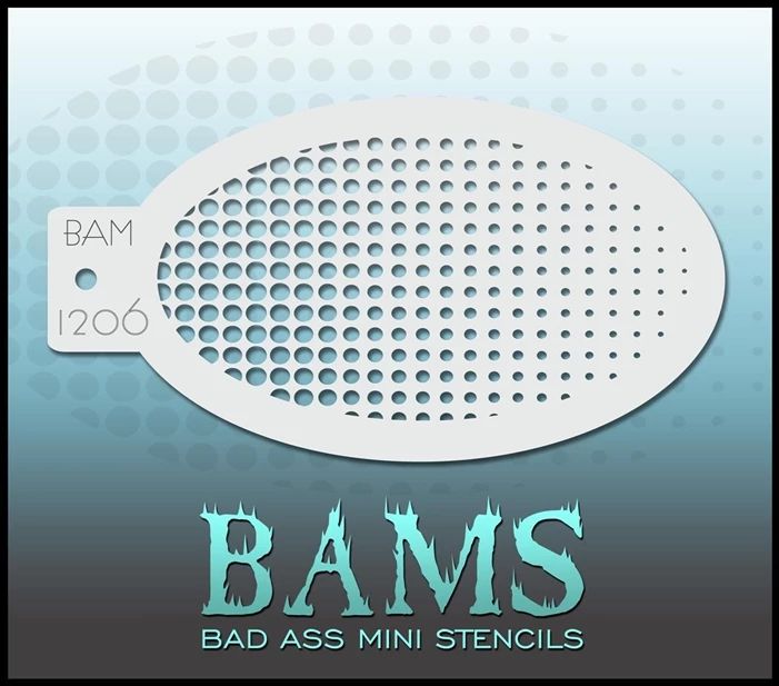 an image of "Bams" stencil with larger to smaller circles