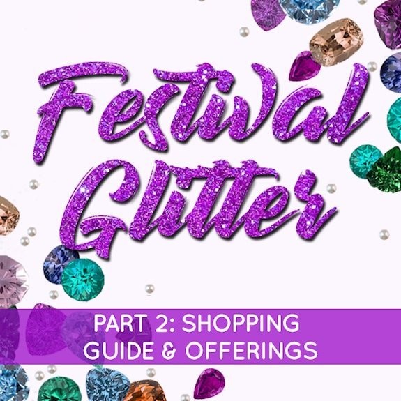 a banner that writes in glittery purple letters "Festival Glitter"