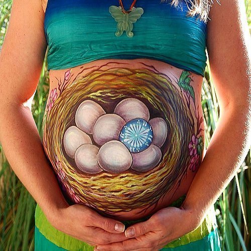 Рисунок на животе яйца